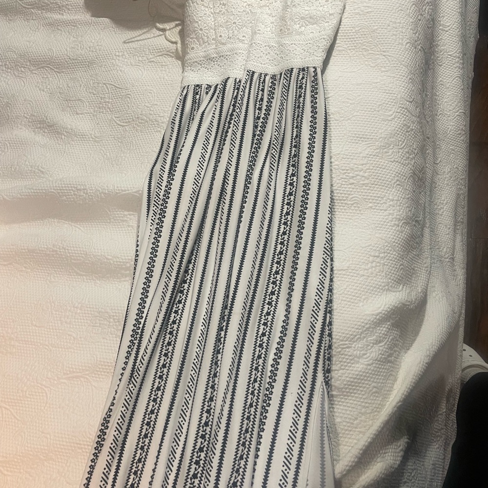 Elegant White and Black Striped Dress